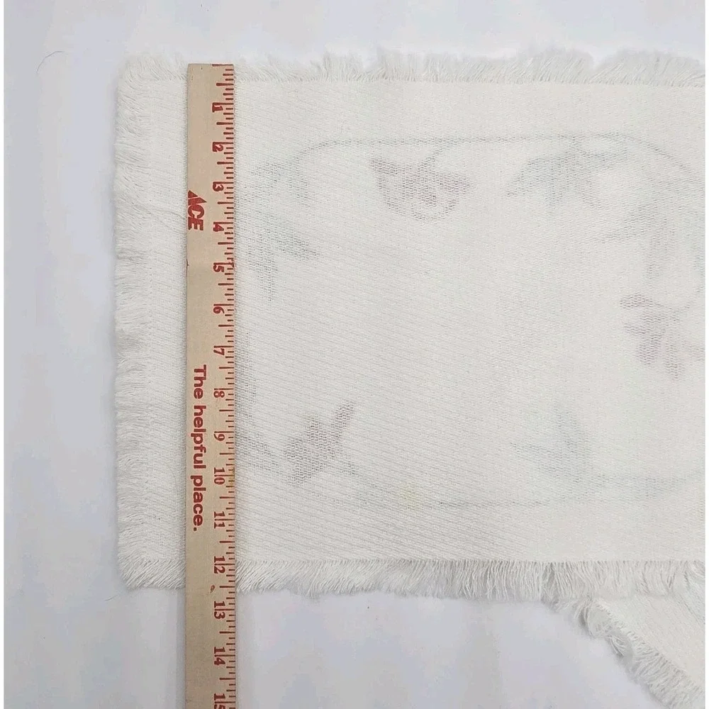 Set of 4 VTG Placemats‎ Ivory Pink Floral Vine Cloth Fringed 12